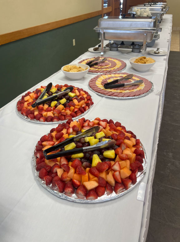 Elsies Catering setup example fruit trays and more